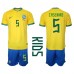 Brasil Casemiro #5 Hjemmedraktsett Barn VM 2022 Korte ermer (+ Korte bukser)